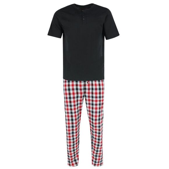 Ten West Apparel Men's Henley Short Sleeve and Plaid Pajama Pant Set - Picture 1 of 3